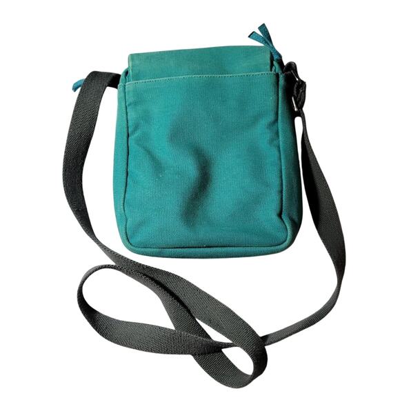 Duluth Trading Co Canvas Bag Blue Green Crossbody Purse Zipper Strap Organizer - Picture 3 of 5